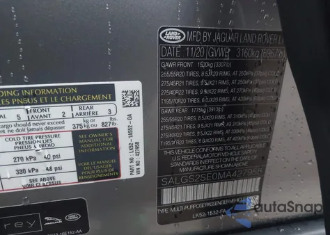 2021 Land Rover Range Rover P525 Westminster from USA, damaged, VIN SALGS2SE0MA427958